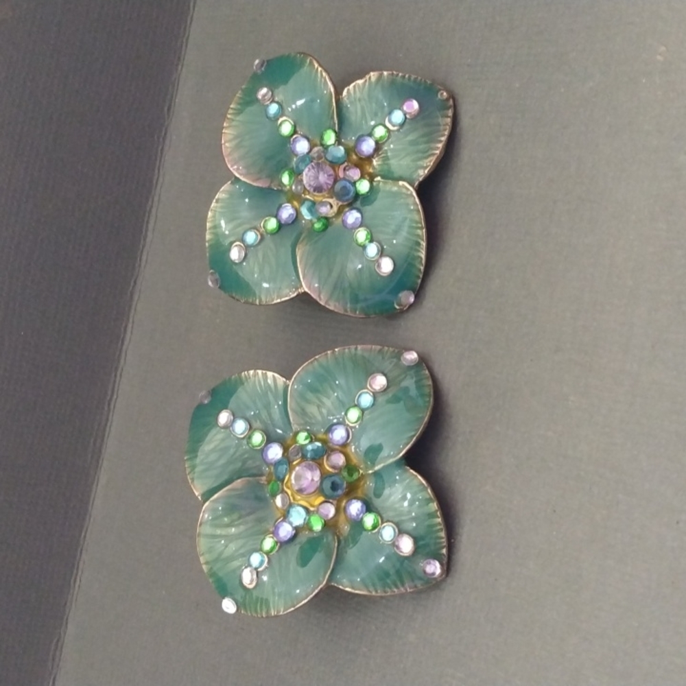Enamel and rhinestone earrings